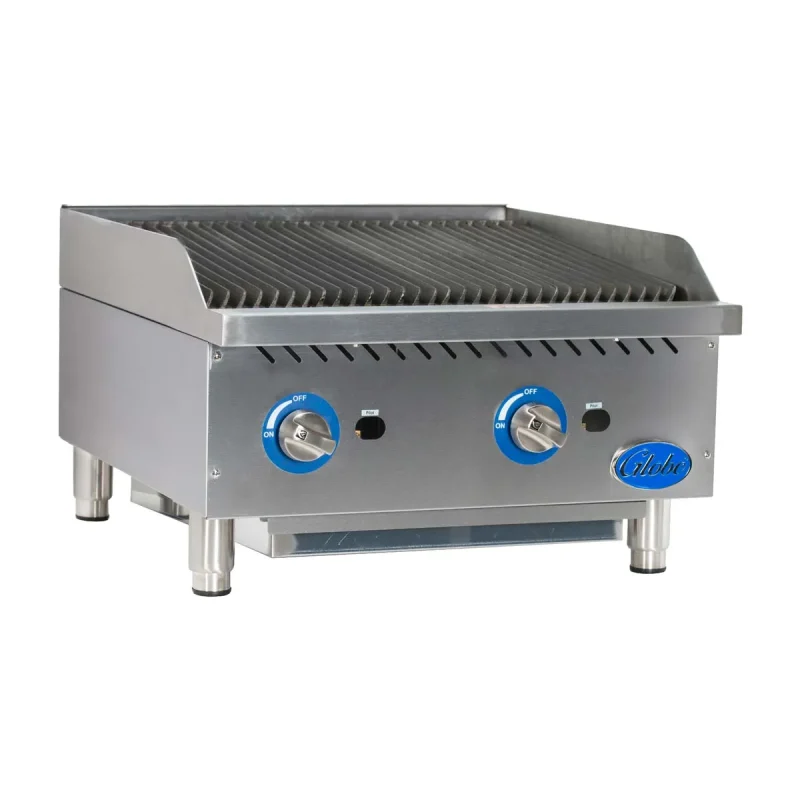 24 globe gas charbroiler w char rock kit premium countertop grill