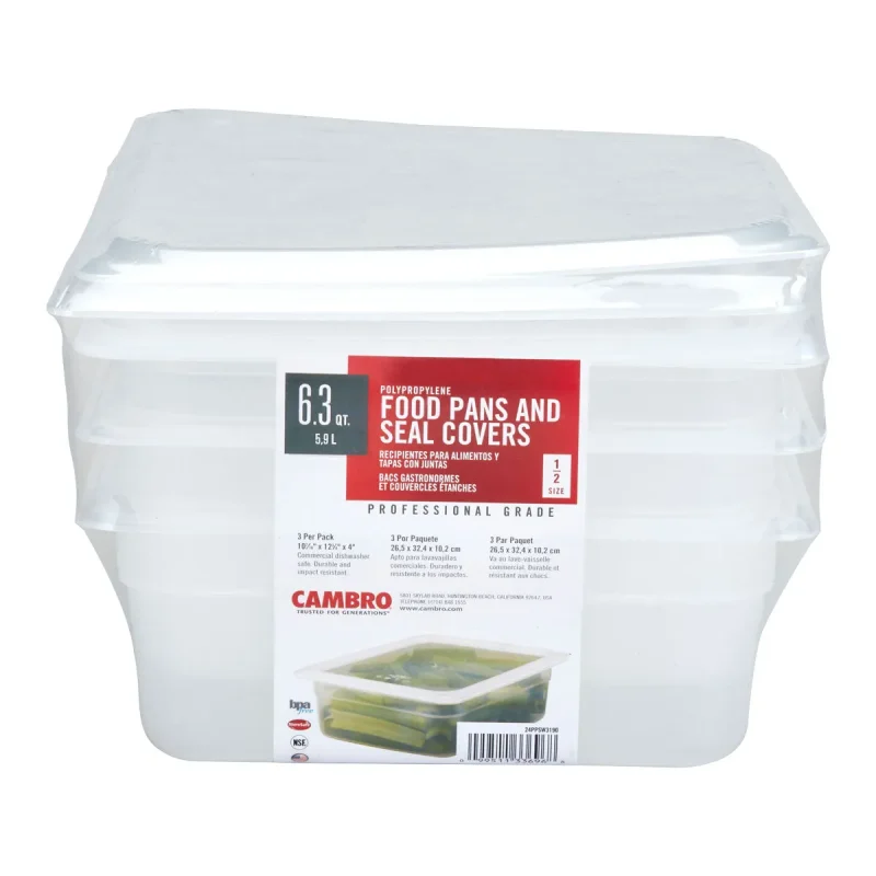 cambro 6 3 qt translucent food pans w covers set of 3