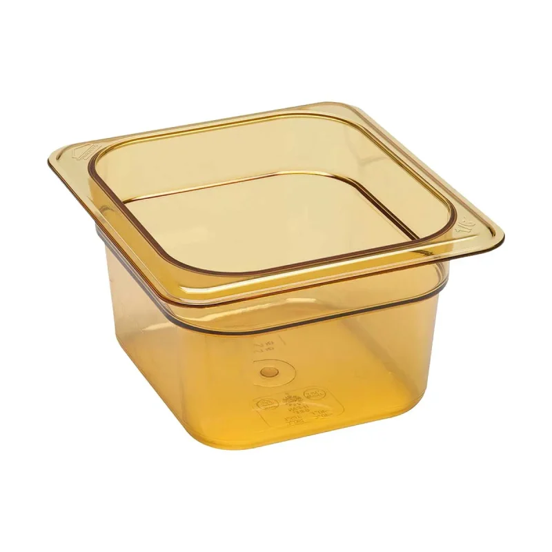 cambro 64hp150 h pan 1 6 size amber 4 deep high heat food pan