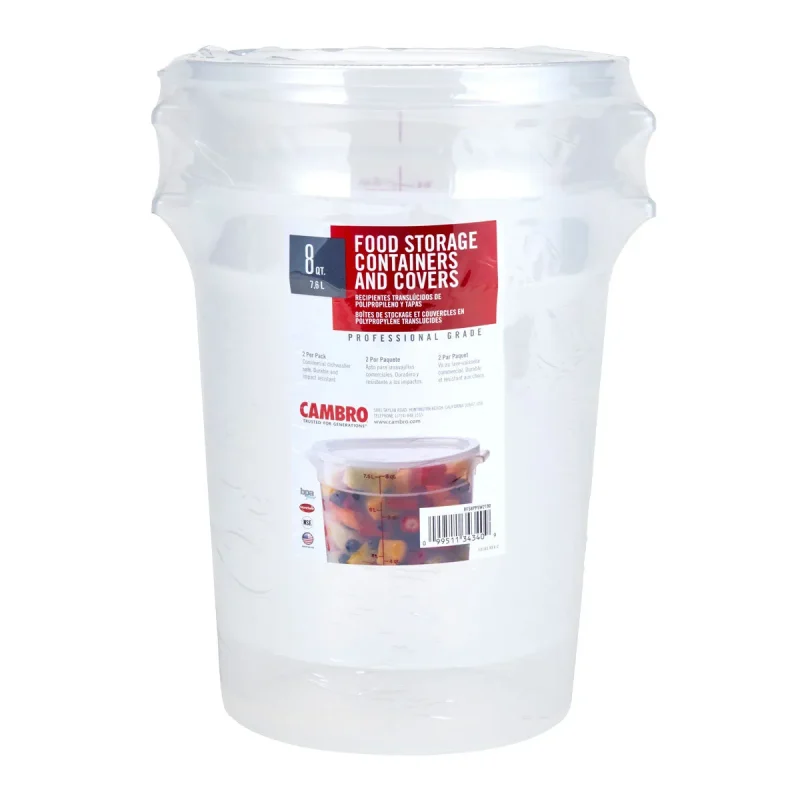 cambro 8 quart translucent round food containers with covers pack of 2