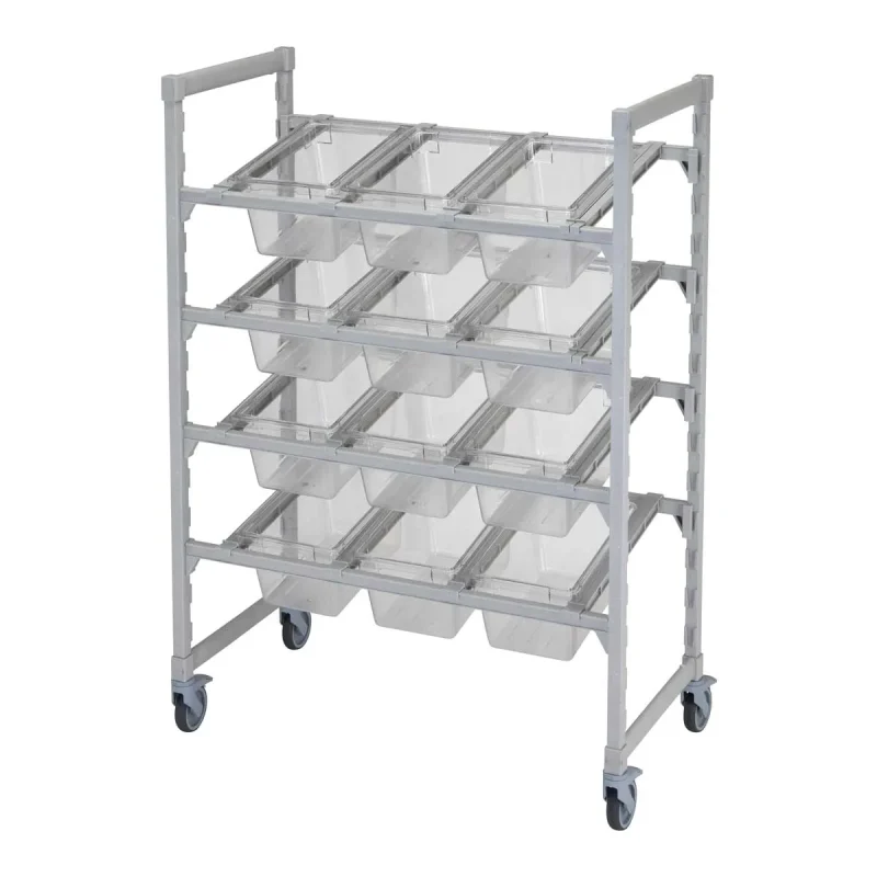 cambro camshelving flex station 4 tier 24x48x67 angled divider bars