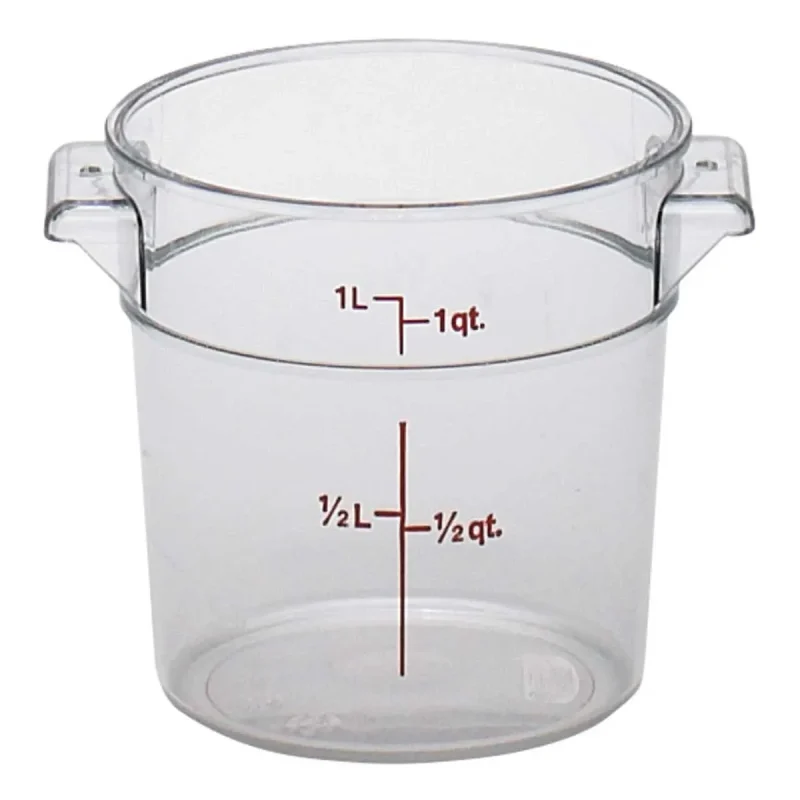 cambro clear 1 qt round storage container ideal for kitchen pantry use