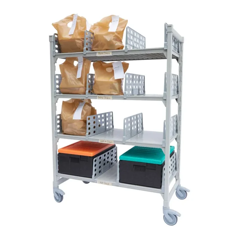 cambro cpm244867fx3480 flex station 3 tier shelf w angled dividers