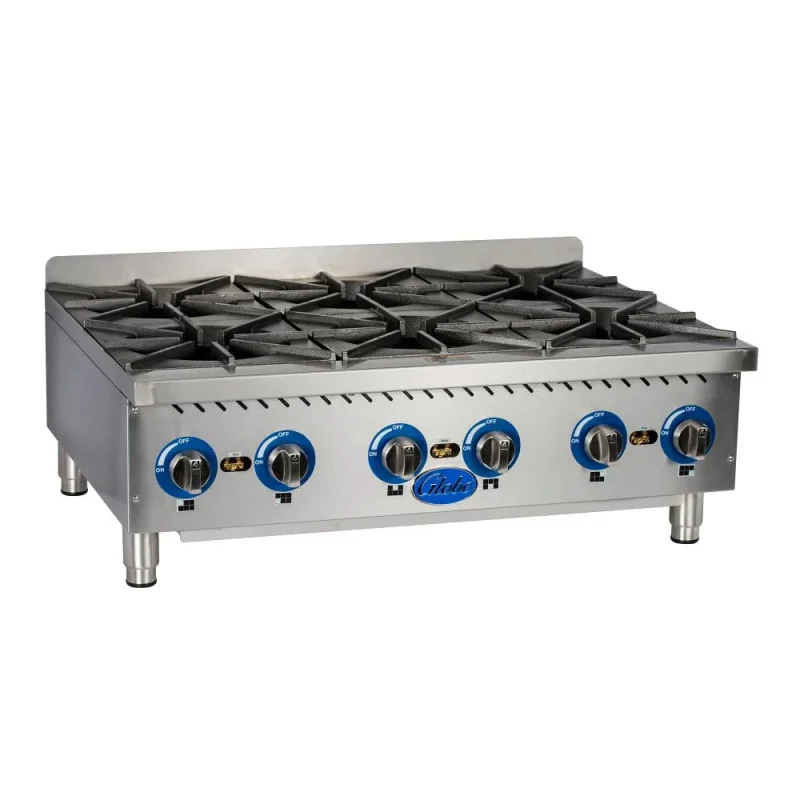 globe 36 six burner hot plate with cast iron grates gas range alternative