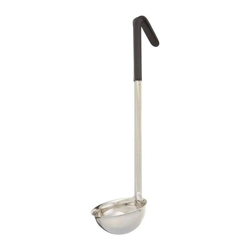 stainless steel 6oz ladle w black handle