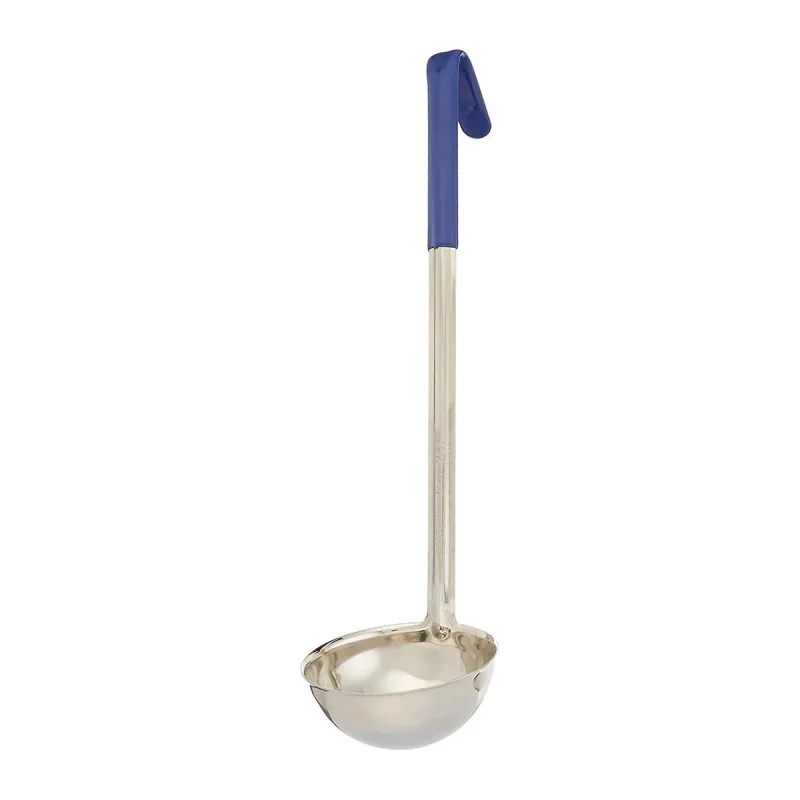 stainless steel 8 oz ladle w blue handle